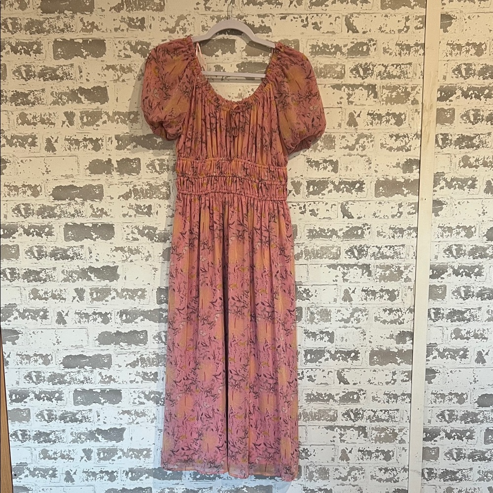 LC Lauren Conrad Blush Floral Midi Dress
